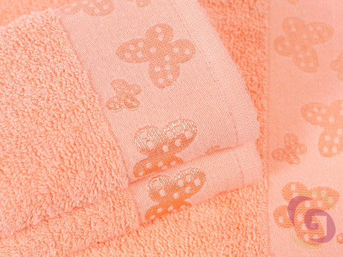 Dětský froté ručník Motýlci 30x50 cm - lososový
