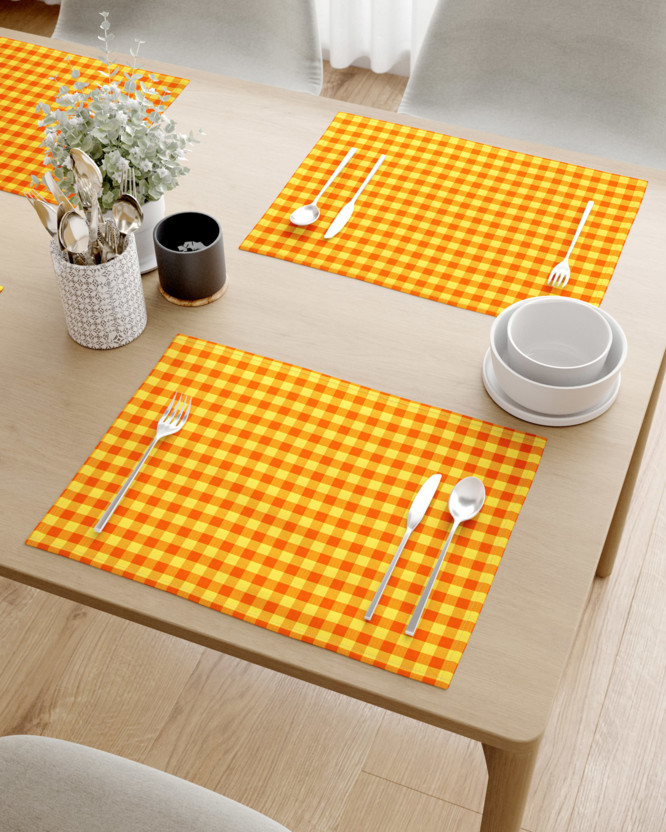 Prostírání na stůl 100% bavlna - malé oranžovo-žluté kostičky - sada 2ks