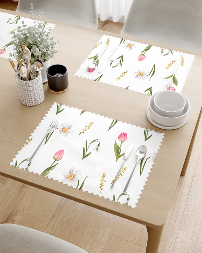 Prostírání na stůl teflonové - kvetoucí tulipány na bílém - sada 2ks