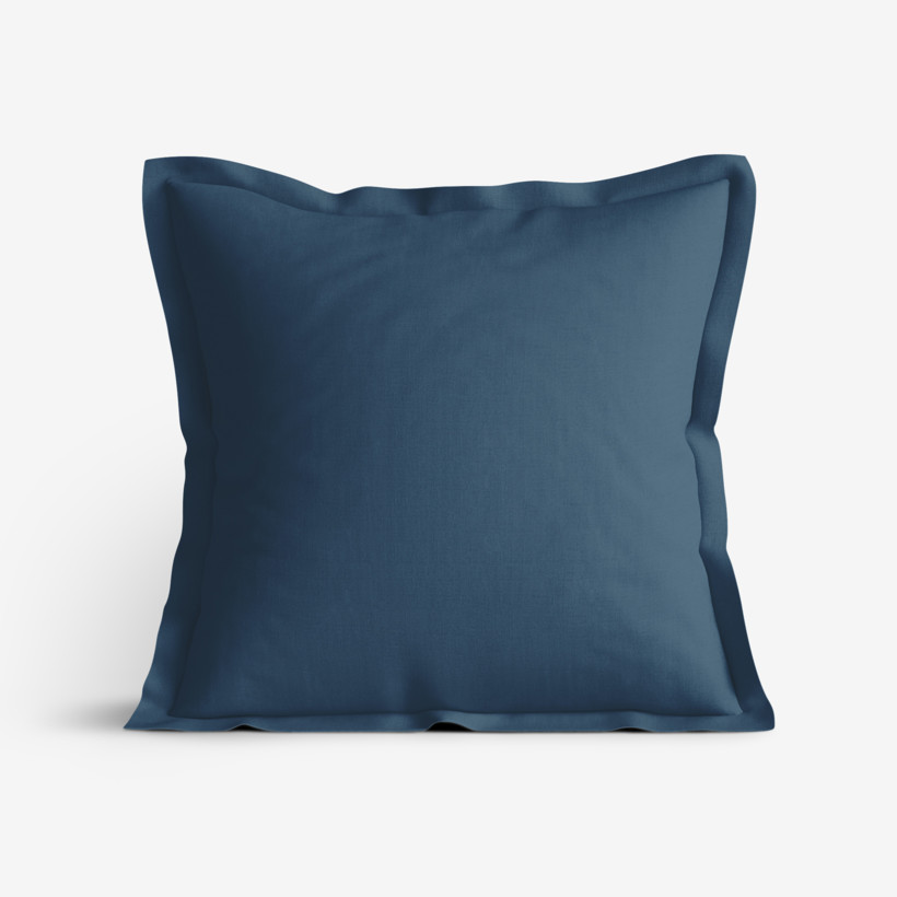 Bavlněný povlak na polštář s ozdobným lemem - námořnický modrý