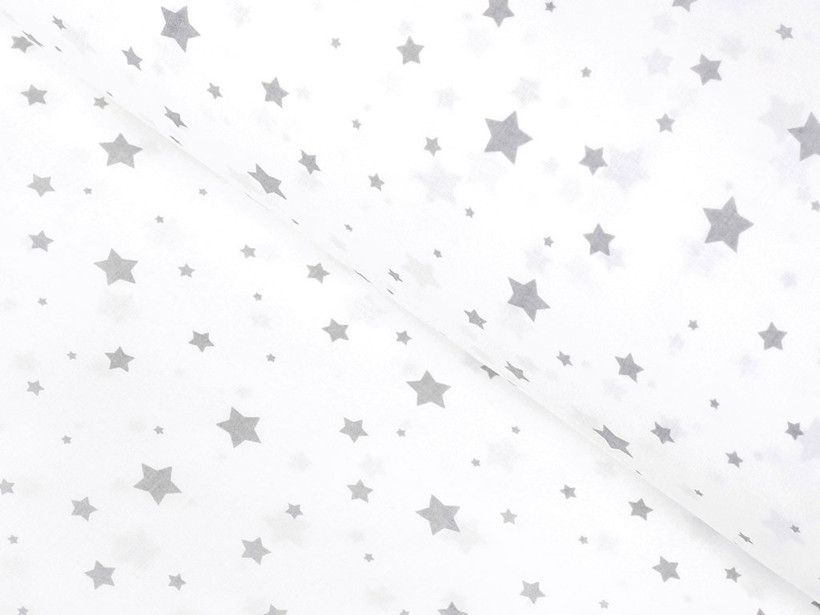 Bavlněné plátno - drobné šedé hvězdičky na bílém