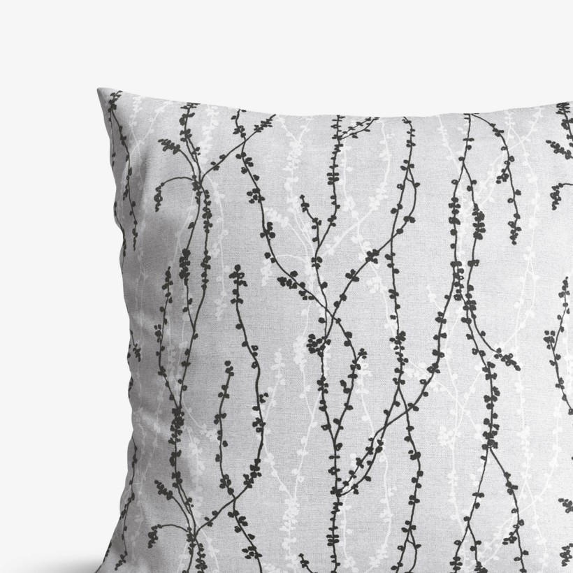 Dekorační povlak na polštář Loneta - větvičky na světle šedém