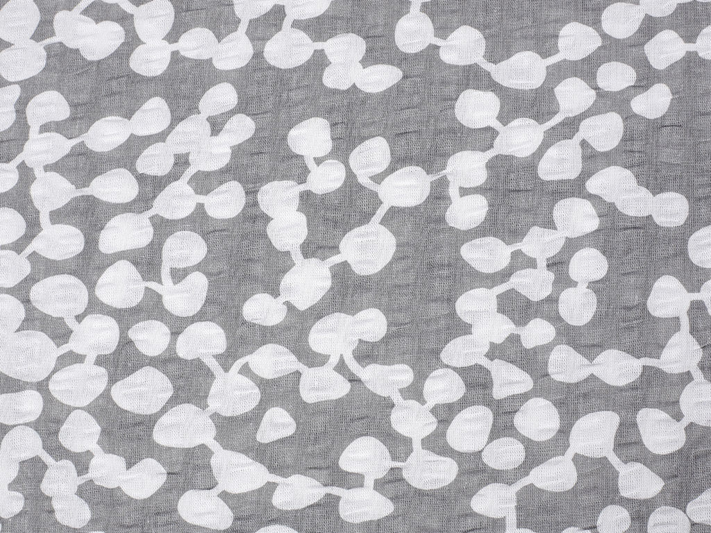 Bavlněný krep - obrazce na šedém