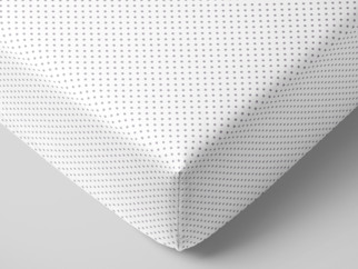 Bavlněné napínací prostěradlo - vzor šedé puntíky na bílém