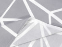 Bavlněný satén - vzor 1049 bílé geometrické tvary na šedém - metráž š. 240cm