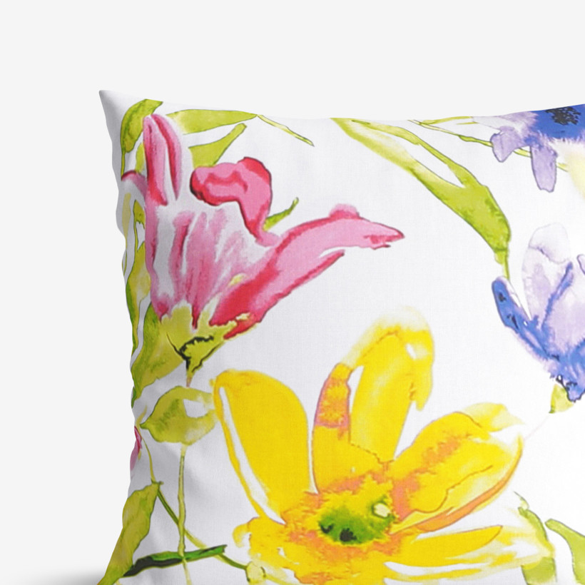 Bavlněný povlak na polštář - akvarelové květy